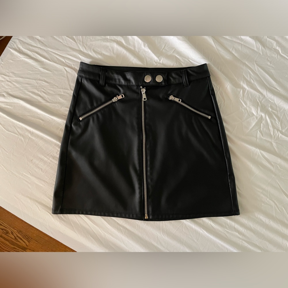 Faux leather black wrap skirt size 0